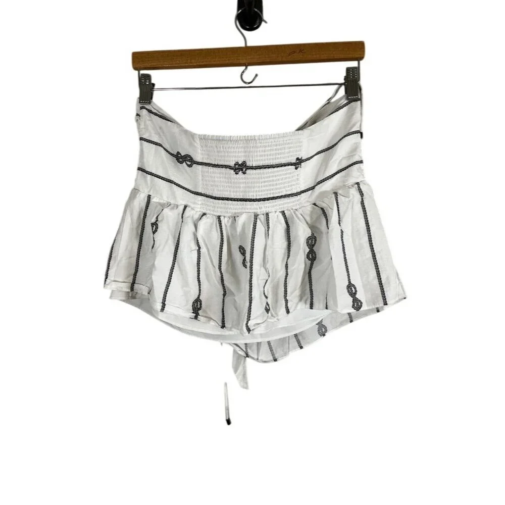 Neutral Halter Top White 6 Nautical Rope Flowy Coastal Resort Preppy Chic Artsy - Picture 5 of 10